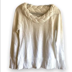 JohnPaulRichard: White Sweater with Metallic Thread and Braid detail
